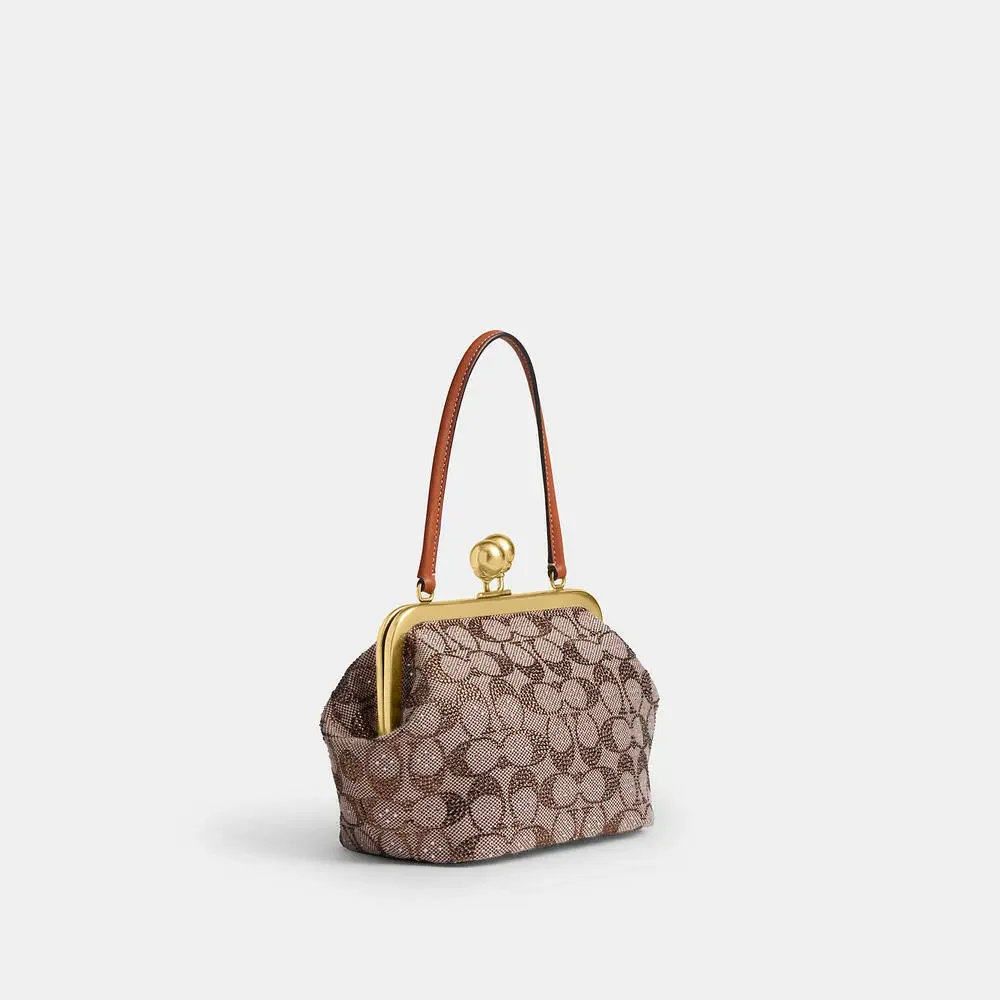 Coach Kisslock Frame Bag 16 In Crystal Signature Jacquard-NWOT - Picture 11 of 14